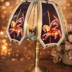 Glass Panel Cat Carousel Touch Lamp